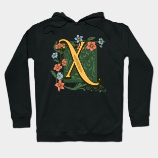 Art Nouveau Letter X, Ornamental Letter X, Art Deco Hoodie